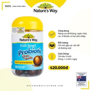 Nature's Way Kids Smart Probiotic Choc Balls - Hỗ trợ tăng cường sức khỏe tiêu hóa cho trẻ