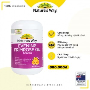 Nature's Way Evening Primrose Oil 1000mg - Hỗ trợ sức khỏe làn da và nội tiết tố nữ
