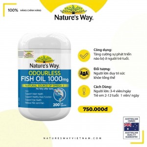 Nature's Way Odourless Fish Oil 1000mg - Hỗ trợ bổ sung dầu cá tự nhiên giàu Omega-3