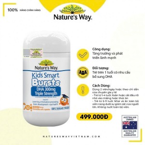 Nature's Way Kids Smart Bursts DHA 300mg Triple Strength - Bổ sung DHA, hỗ trợ tốt cho não bộ và mắt.