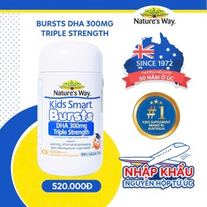 Nature's Way Kids Smart Bursts DHA 300mg Triple Strength - Bổ sung DHA, hỗ trợ tốt cho não bộ và mắt.
