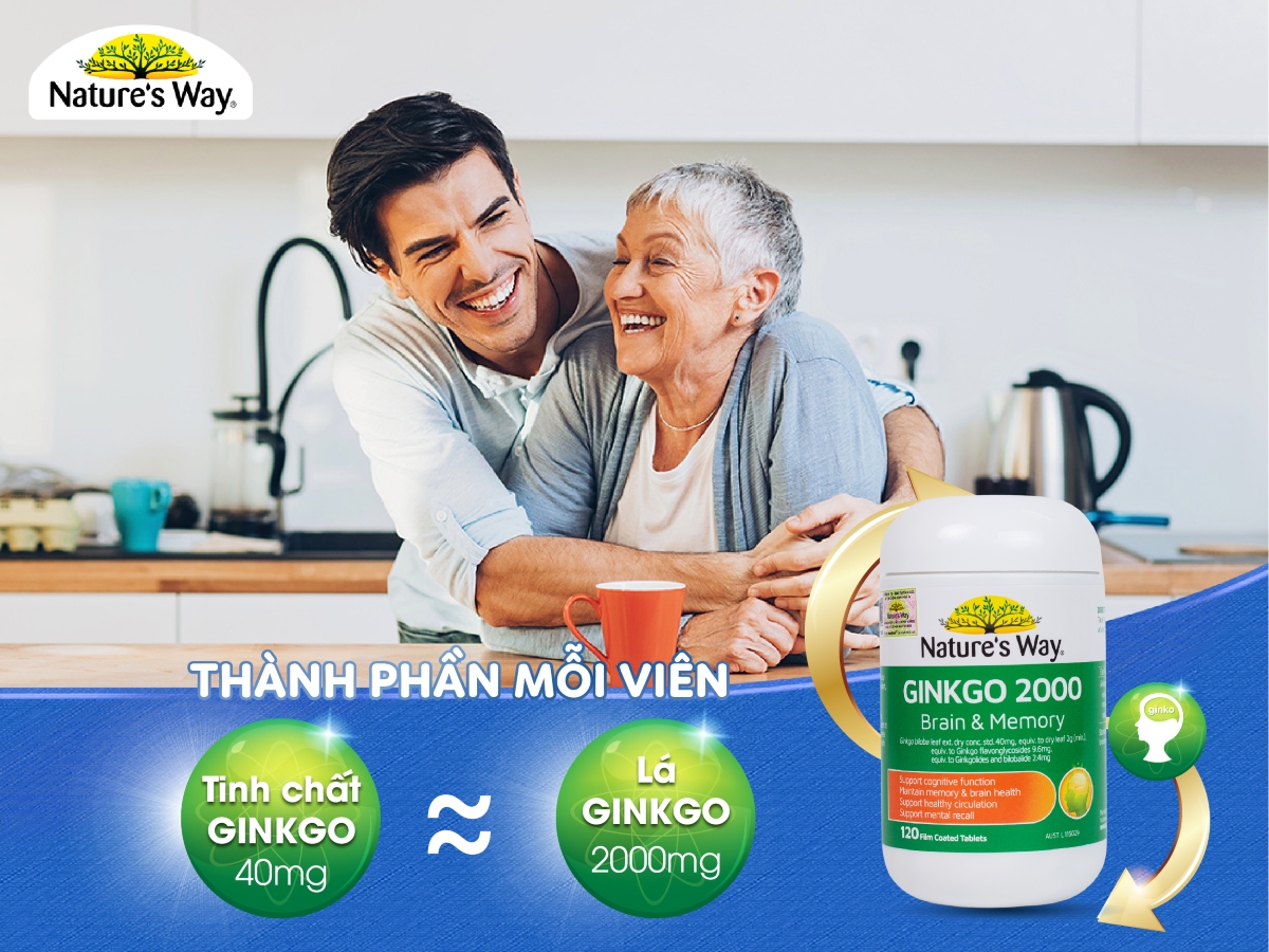 Nature's way ginko biloba 2000mg giảm thiểu năng tuần hoàn