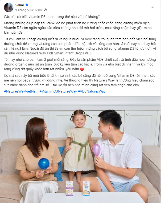 VD3 Nature’s Way - Bí quyết của gia đình Salim cho “Pam yêu ơi” cứng cáp, nhanh biết đi